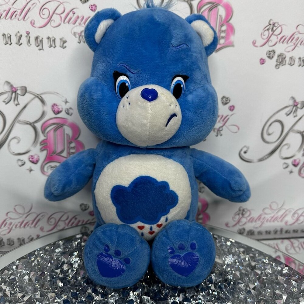 Care bear grumpy angry blue rain 🌧️ cloud stomach plush toy 2015 stuffed animal